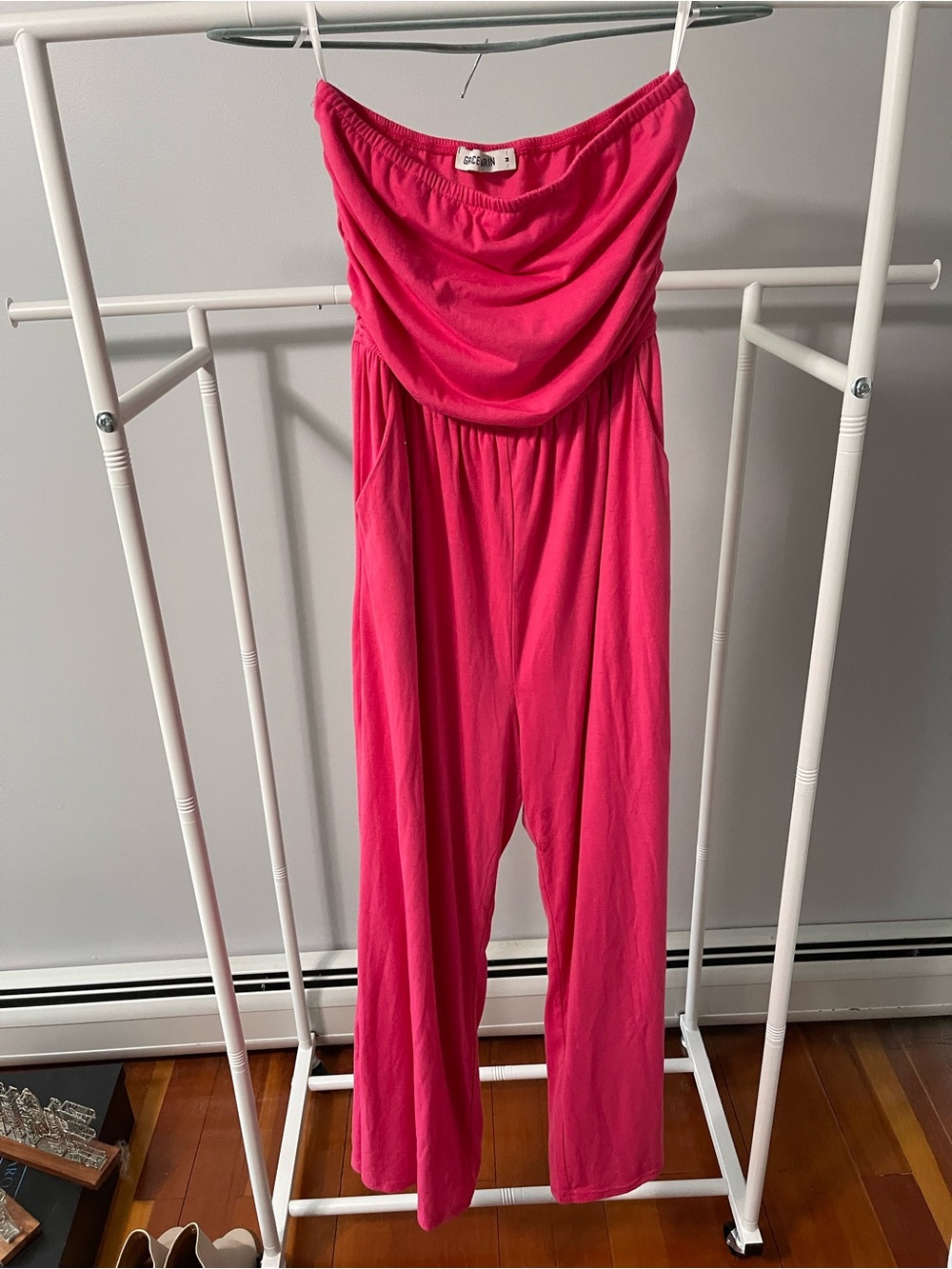 Grace Karin Strapless Bright Pink Jumpsuit